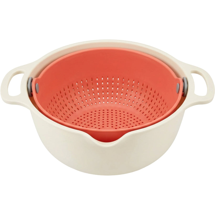 Zocns Pivoting Vegetable Wash and Drain Bowl Set 27 cm Coral